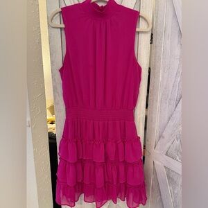 Sleeveless Tiered Ruffle Dress in Bright Fuchsia beautiful and so flowy! NWOT
